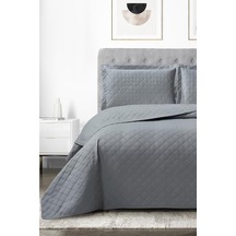 Zagreb Elyaf Dolgulu Çift Kişilik 240x260 Cm Yatak Örtüsü Antrasit Antrasit