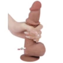 Erofoni Yeni Nesil Süper Realistik Kayan Derili 20.5 Cm Çift Katmanlı Vantuzlu Yapay Dildo Penis