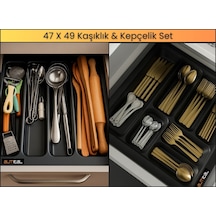 47x49 Kaşıklık Ve Kepçelik 2'li Set 40x41cm E Kadar Kesilebilir Antrasit