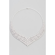 So Chic Saray Işıltısı 18 Ayar Beyaz Altın Kaplama 42 CM Gümüş Gerdanlık