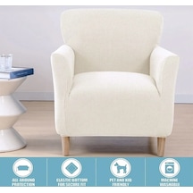 StarMall Streç Yikanabilir Karedesen Tek kişili Koltuk Örtüsü, kanepe, çekyat Kılıfı Krem