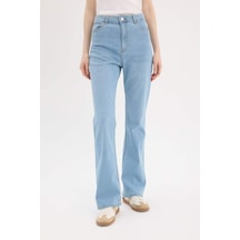 DeFacto Slim Flare Yüksek Bel Düz Paça Uzun Jean Kar Yıkamalı Pantolon D7973AX25SPNM39