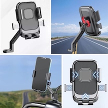 Motor,motosiklet,bisiklet ,scooter İçin 360 Derece Dönebilen Dikiz Aynası Versiyonu Telefon Tutucu Aparat Siyah