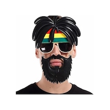 Rasta Peruklu Rasta Sakallı Bob Marley Bıyıklı Parti Gözlüğü 27x18 Cm Altın Ve Çok Renkli
