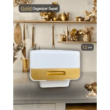 Tekli Beyaz-gold Tekerlekli Patateslik Soğanlık Oyuncak Kutusu Patates Soğan Sepeti Sebzelik 12 Lt Gold-beyaz