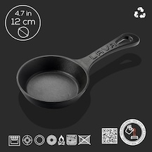 Döküm Mini Yuvarlak Saplı Çap 12 Tava Açık Bakır
