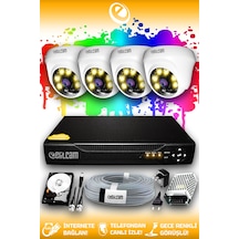 Elitcam 4 Kameralı Dome 4 İç Kamera Set 320 GB HDD Full HD Renkli Gece Görüşlü Güvenlik Kamerası Sistemi