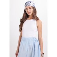 Tudors Kadın Slim Fit Dar Kesim Pamuklu Askılı Bisiklet Yaka Beyaz Crop Atlet-50974