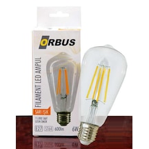 Orbus 6w E27 600 Lm St64 Sarı Filament Led Ampul
