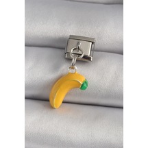 316l Çelik Gümüş Renk Sallantı Muz Model Nomination Charm Çok Renkli