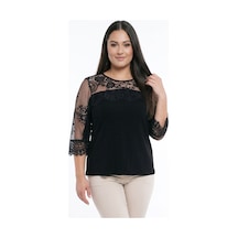 By Saygı Kadın Kolu Ve Robası Dantelli Likıralı Bluz Siyah