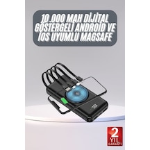 Kablosuz Çoklu Şarj Girişli 10.000 Mah Kablolu Powerbank Taşınabilir Altın - Gold