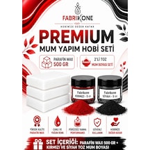 Premium Mum Yapım Hobi Seti - Parafin Wax 500 Gr - 2'li Toz Mum Boyası Seti - Kırmızı, Siyah Bkfabpw5002ks Karışık
