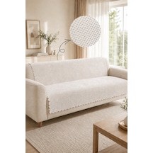Kaymaz Taban Peluş Koltuk Örtüsü - Wellsoft Koltuk Örtüsü - 170x210 Cm - Ekru