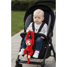 30 Cm Orta Boy Peluş Sesli Maymun Kırmızı