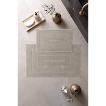 Cotton Box Aura Jakarlı Kaymaz Taban Pamuklu Paspas Seti Frame Vizon 60x90+40x60