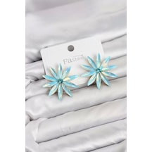 Buz Mavisi Kristal Taşlı Lotus Model Kadın Küpe Tj-bkp11926 Çok Renkli