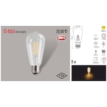 Cata Ct-4353 8w Rustik Led Ampul Uzun Flmanet 3200k Gün Işığı