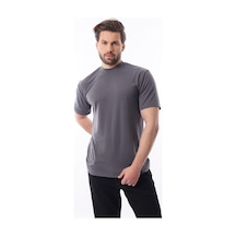 Madmext Füme Bisiklet Yaka Basic Erkek T-shirt E7113 Füme