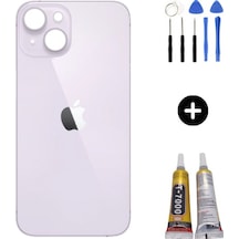 Apple Uyumlu iPhone 14 Plus Arka Pil Batarya Kapak Mor + Montaj Kiti