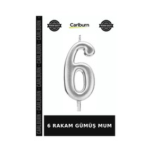 Delux Serisi 6 Rakam Gümüş Mum Doğum Günü Kutlama Dekoratif Çok Renkli