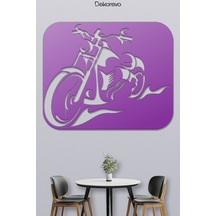 Motosiklet Metal Duvar Tablosu - Metal Duvar Sanatı - Mor - 21 X 30 Cm