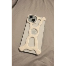 İphone Uyumlu Modern Organik Tasarım Koruyucu Çerçeve Kılıf - Minimalist İskelet Kapak
