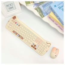 Geezer Cat Plus Kablosuz Klavye Mouse Seti 2.4g Kedi Kulaklı Sevimli 110 Tuş Renkli Set Optik