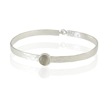 Kadir Jewellery 925 Ayar Gümüş Kaplama El İşçiliği Zirkon Taşlı Kadın Kelepçe Bilezik Gri