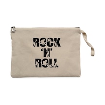 Black Rock 'N' Roll Text  Krem Clutch Astarlı Cüzdan / El Çantası Krem