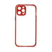 Apple iPhone  Uyumlu  12 Kılıf Miami Şeffaf Silikon - Kırmızı