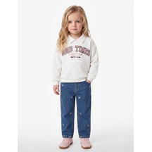 Koton Uzun Kollu Pamuklu Şardonlu Polo Yaka Sweatshirt Şardonlu Ekru 7wmg10005ak
