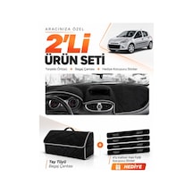 E-biz Renault Clıo 3 2005-2012 Uyumlu Torpido Örtüsü + Tay Tüyü Bagaj Çantası - Siyah-gri - Re017