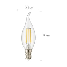 4w E14 Kıvrık Led Mum Ampul 35w Eşdeğer, 3000k Günışığı, 400 Lümen, 220-240v, Şeffaf Cam Filament, 10 Lu Paket