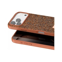 Onegif Apple iPhone Uyumlu  17 Pro Max Uyumlu Bright Simli Kapak - Turuncu