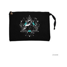 Zepplin Giyim Triangle Space Siyah Clutch Astarlı Cüzdan / El Çantası Siyah