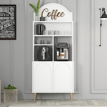 Lyon Kahve Köşesi 80cm - Beyaz / Altın