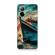 Realme 12 Lite Uyumlu Dalgalarla Savaşan Gemi Desenli Silikon Kılıf Çok Renkli