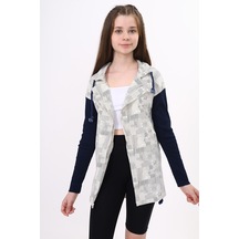 Toontoy Kız Çocuk Komple Baskılı Hırka Ekru