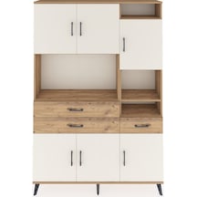 Arges Dolap 10 Raflı 3 Çekmeceli 6 Kapaklı 132x30x195 Çam-aytaşı/çam Aytası/atlas Çam