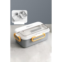 Vagonlife Tek Kat Çift Bölme Bento Lunch Box Ofis-okul İçin Yeni Nesil Sefer Tası Paslanmaz Çelik 588 Gri Çok Renkli