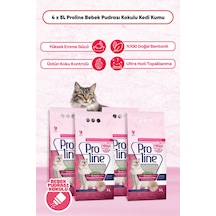 Proline Bebek Pudrası Kokulu Kedi Kumu 5 Lt X 4 Adet