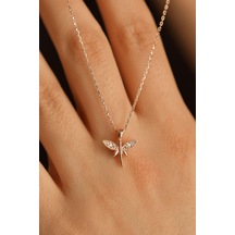 Zirkon Taşlı Rose Minimal Yusufcuk Gümüş Kolye N10068