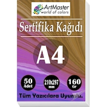 A4 Sertifika Kağıdı 50 Adet Gramajlı Fotokopi Kağıdı 160 Gr Tüm Yazıcılara Uyumlu 21x29.7 Cm Kalın Baskı Kağıdı Kalın