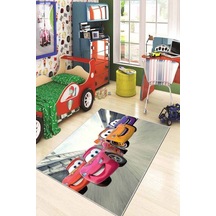 Turuncu Kaymaz Tabanlı Yıkanabilir Arabalı Çocuk Halısı Kd48n11