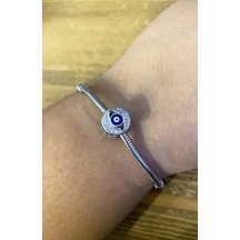 Kadın Mavi Göz Model Taşlı Gümüş Charm
