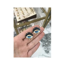 Göz Model Taşlı Küpe Çok Renkli