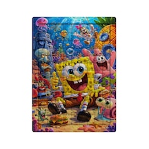 Ghostbastır Design Sünger Bob Su Altı Macerası 99 Parça Ayaklı Puzzle Dekoratif Çocuk Yapbozu 017