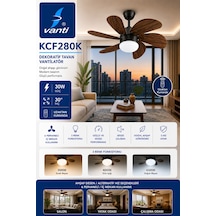 Vanti Kcf280k 6 Kanatlı Ahşap Desenli Uzaktan Kumandalı Avizeli Dekoratif Tavan Vantilatörü