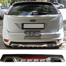 Ford Focus 2 Hb Difüzör Arka Tampon Eki 2 Egzoz Çıkışlı Gri Reflektörlü